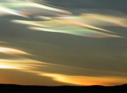 sixpenceee:  Nacreous Clouds    Nacreous clouds develop in high latitudes – 60 to 90 degrees – of the Northern and Southern hemispheres.   They are mostly visible within two hours after sunset or before dawn when they blaze unbelievably bright with