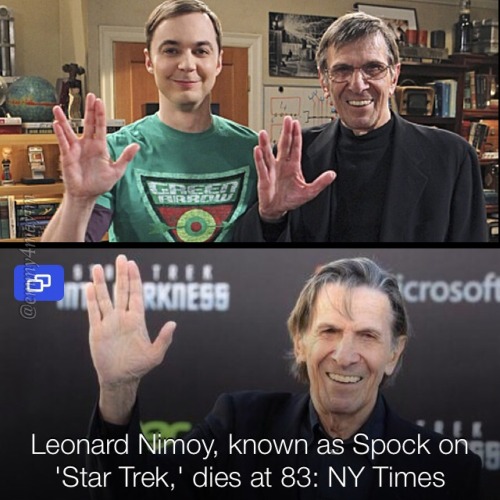 emmy4mayim:  Leonard Nimoy, best known for playing the character Spock in the Star Trek television shows and films, has died at 83. 2/27/15