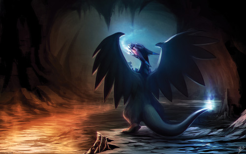 alternative-pokemon-art:  Mega Charizard X by request.