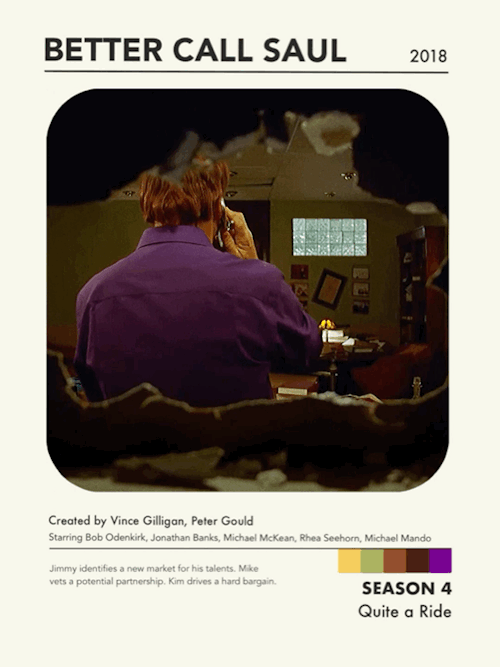 toomanyvocals:BETTER CALL SAUL   SEASON 4Created by Vince Gilligan & Peter Gould. Design from here.