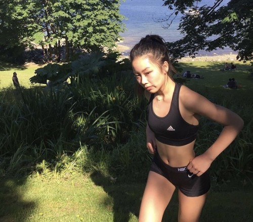 I wasn’t wearing underwear under my jogging shorts and my asian friend couldn’t stop loo