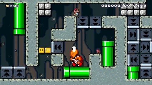 I Made A Level In Super Mario Maker Called Duality That Flips Upside-down Every Time Mario Enters A Pipe.