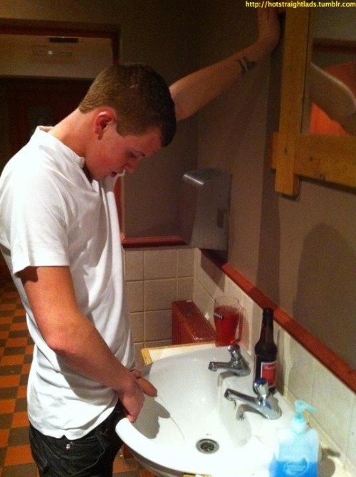 manpiss:  funnakedguys2:  When a toilet is too far, just use a sink ;)   ~~~~PLEASE FOLLOW ME ** ~ ♂