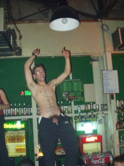 averagedudenextdoor:  Despite the totally average tool…that bartender had nice abs, big balls, and no inhibitions