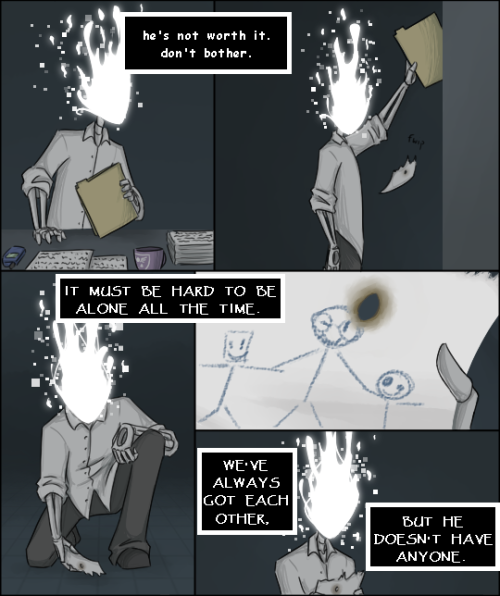zarla-s:  [Previous]…they just make things harder for everyone.While there is a glimpse of the quieter moments Papyrus is talking about in the one while they’re growing up, he’s really mostly referring to the many silly grey comics set while they