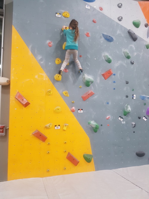 Okay, let me explain this photo. This is not my child. I was at the rock gym on the bouldering walls