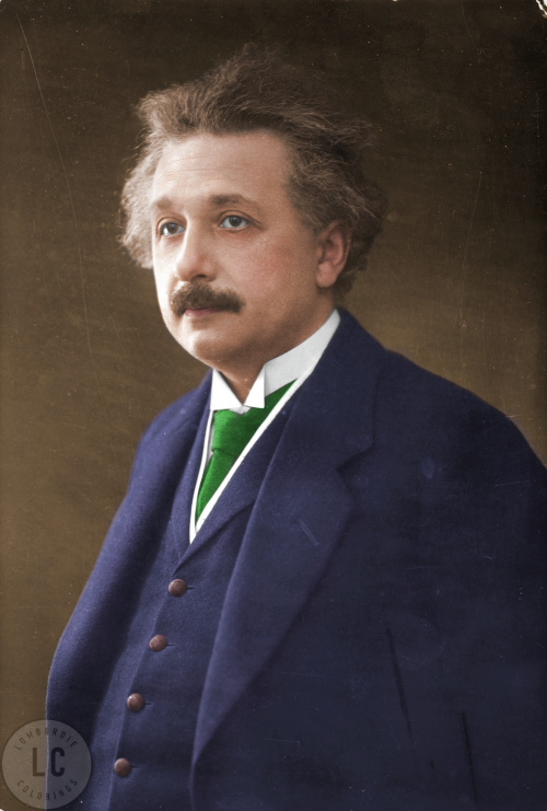 Albert Einstein.Photographer unknown, perhaps c. 1920.Colored by Lombardie Colorings._______________