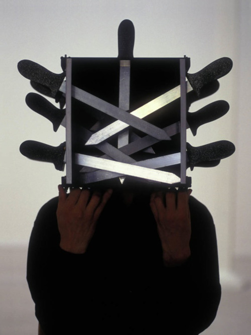 likeafieldmouse:  Gianni Motti - Self-portrait with Knives (1995) 