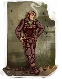 leona-florianova:  *A neo-military field agent awaits his next task, taking his time to stay unnoticed.*A commission for https://twitter.com/PoochMix   I love this! 