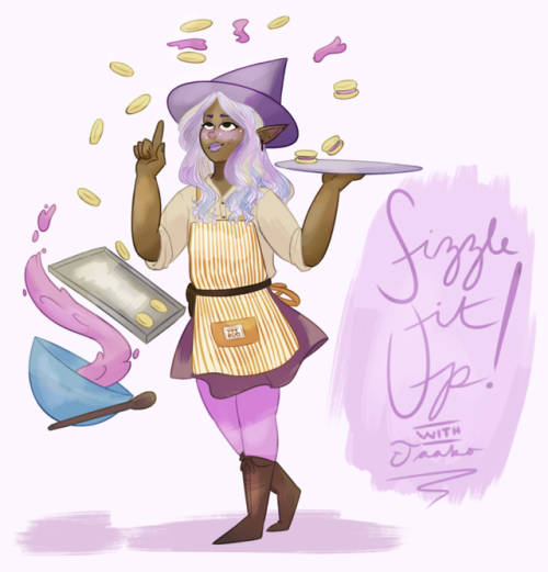 tagnus:taako design based on my girlfriend’s cosplay :^) [image description: a drawing of Taak