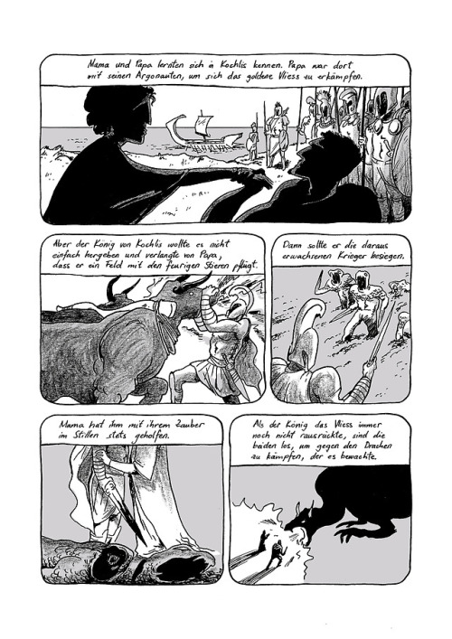 These are page 1 and page 6 from my contribution to Cornercollectives new Comic “Medea”, where we ea