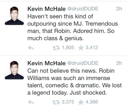 everyb0dysucks:  Glee Cast tweets about Robin Williams