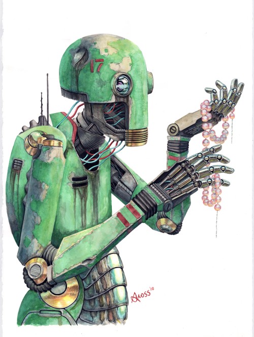 Robot by Brett Gross. Water color and gouache on water color paper. 26″x40″.