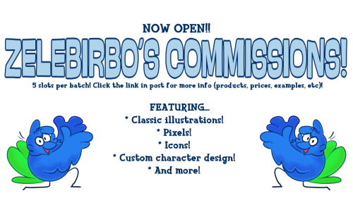 hey folks! long time no see! here to announce i’m properly opening up my commissions again! interest