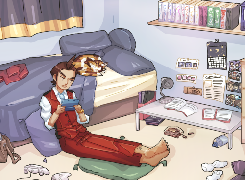 omoulo: heres apollo hanging with his cat in his lil room