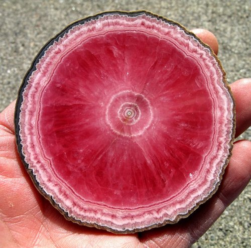 joias6: stunning Rhodochrosite slice spectacular color and formation, wow !