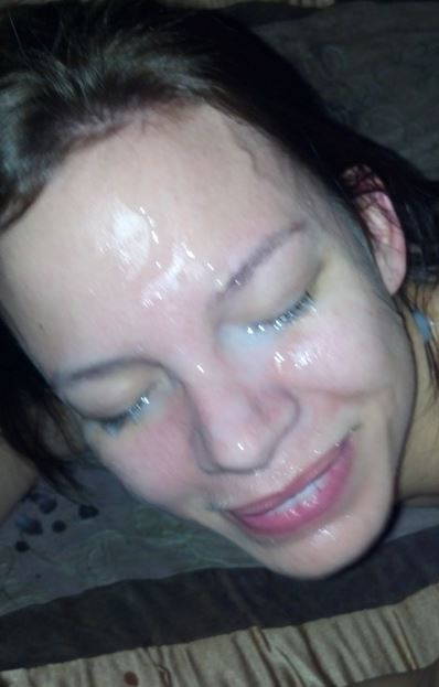 spermafacials: submission from sexy wife Katie with her face totally covered by sperm.