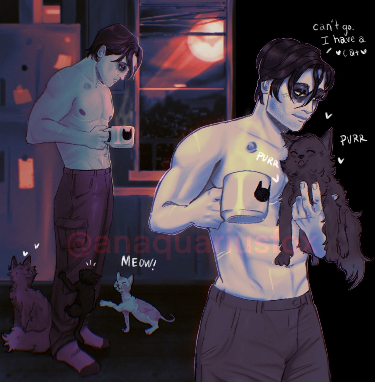 anaquariusfox:Bruce n some cats 😩