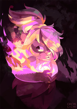chicinlicin:Been in the mood to do some colourful painty stuff :O …also to draw Amethyst with her hair back.