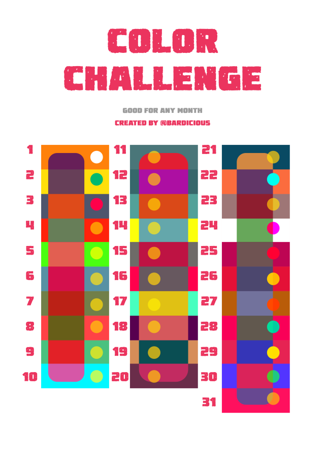 Color Challenge! I was messing around and created this little thing! Thought I would share. This isn’t a set color list for me,...