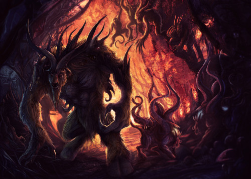 dailyadventureprompts:Villain: Shub-Nuggurath, Outer God of fetid fertility ia! ia! Shub-Nuggurath, 