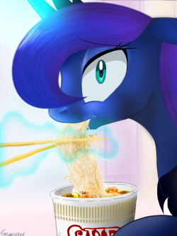 that-luna-blog: Princess of the Noodle by SakuraCheetah I’ve never used chopsticks to eat microwave noodles from a styrofoam cup, but who am I to question royalty? 