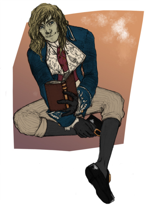 le-black-sheep: A long-haired Alistair!Jehan for Marta with a fancy flower-pattern coat. B