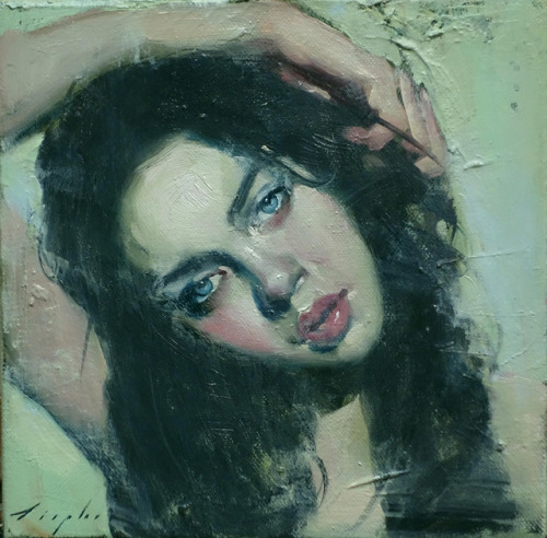 Malcolm T. Liepke (American, b. 1953, Minneapolis, MN, USA) - Tilted Head II, 2016  Paintings: Oil o