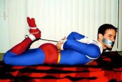 zydecovert: Superman’s boy - tied-up, tape-gagged and helpless…watching his dad get used… 