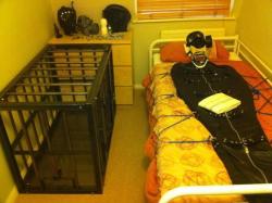 bound4life2:  jaysilver15:  leathernsteel:  still life  Laughed seeing this picture as this was my spare room about 4 years ago. Funny how you find your pictures on the web here and there :-) room was far too small and not big enough to open cage door