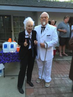 tiffanyhasjoinedthehorrorgame:  These are my grandparents.  They dressed up as the “Sanders.” My grandpa is Colonel Sanders. My grandma is Bernie Sanders. 