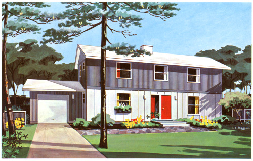 vintagehomeplans:United States, 1960: The LaSalleA large two-story house with four bedrooms and two-