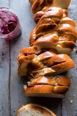 sweetoothgirl:  baked blackberry ricotta french toast  That is challah, which makes the best French toast