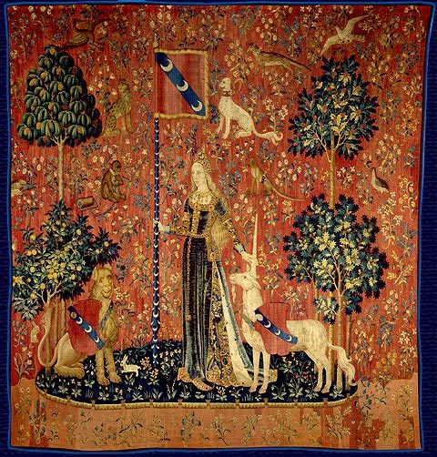 theladyintweed:The Lady and the Unicorn Tapestries, circa 1500, drawn in paris and made in Flanders.