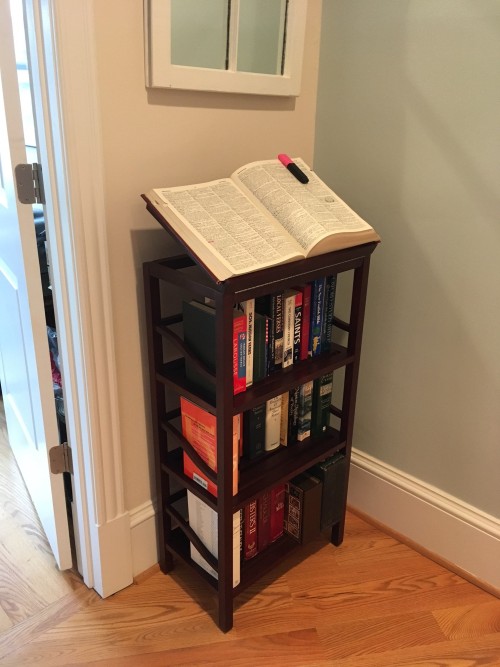 nprbooks:Spotted at co-worker Kim Bryant’s house: a super classy referencebookcase, complete with di