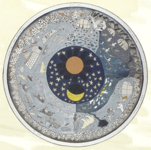 thewoodbetween:Inuit artist Kenojuak Ashevak’s painting depicts the circle of Arctic seasons. 