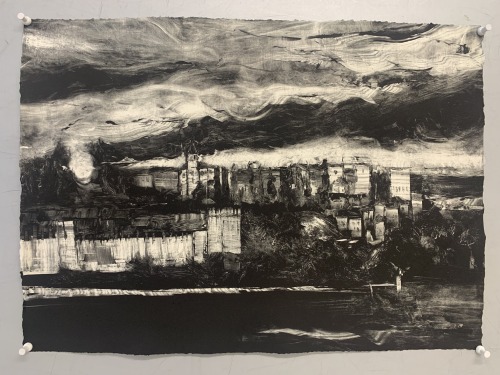 La AlhambraGranada, SpainDark Field Monotype [Full Bleed Print]Ink on Paper, 16 x 222019~Age