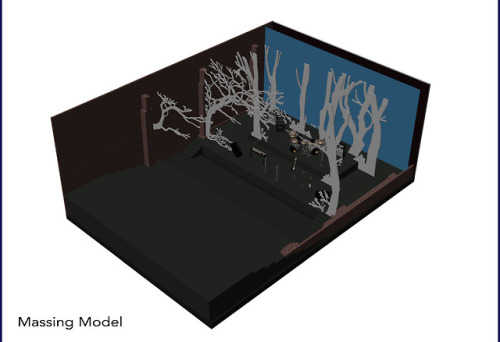 My project for scenic design class: 3D renderings of a set for a concert of “The Hazards of Love” by