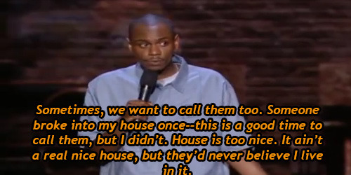cagedlions:  Black people and the police. Watch this classic Chappelle stand-up here. [X] 