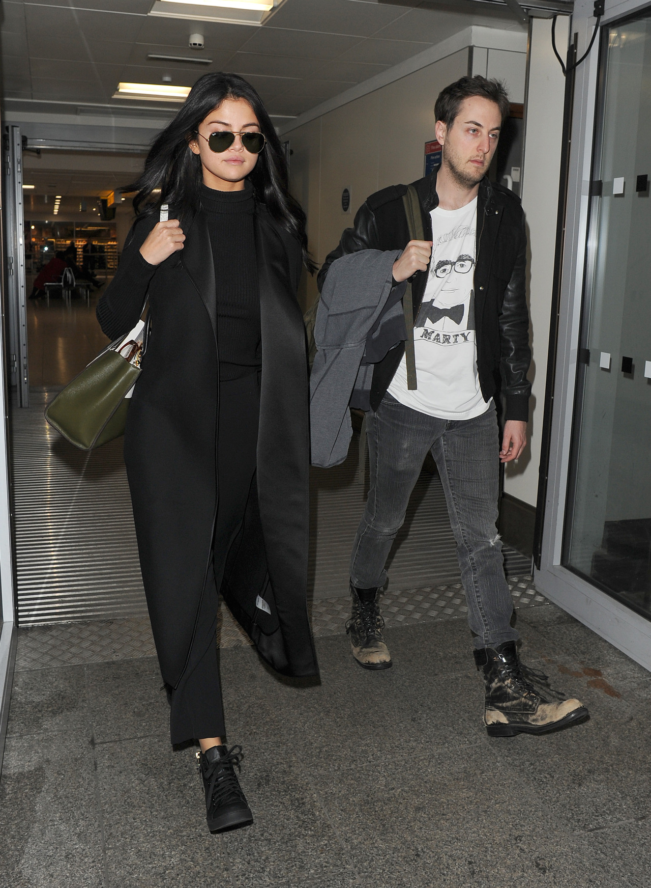 selena marie gomez fashion style, November 11, 2015 - lands at Heathrow ...