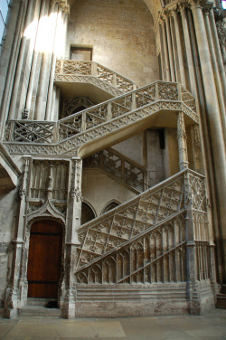 europeanarchitecture:  Ornate staircase - Rouen Cathedral (by Monceau)