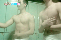 kittenyeong:  Jackson and KangJoon showing off their bodies *screams* 