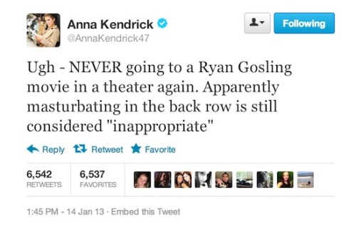 Porn photo troyesivan:  Anna Kendrick keeps it real