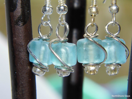 DIY Wire Wrapped Sea Glass Bead Earrings from North Shore Days here. This is a 10 minute project. Mo