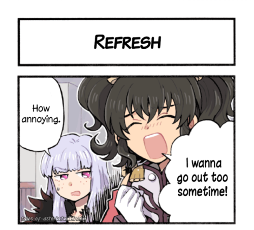 tales-of-asteria: As-yon! The Tales of Asteria 4koma#094: Refresh Artist: Kirai Yuu Translation &amp