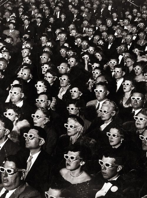 last-picture-show:Jay Eyerman, Audience watches Movie wearing 3-D Spectacles, 1952