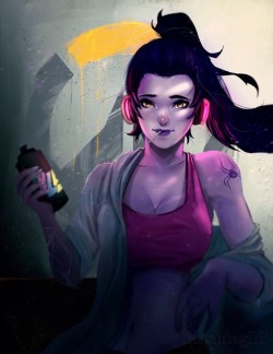 Overgayy:  Widowmaker Graffiti Girl By Trung Doan  Www.artstation.com/Artist/Hashtag13