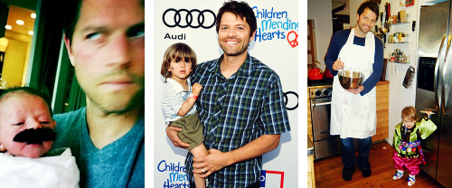 misha-collins:  Happy Father’s Day, Misha Collins!  “We have a sort of rule with West, that’s not a very strict rule, but a rule that we sort of try to follow; which is basically, try not to tell him no. Unless what he’s doing is hurting himself