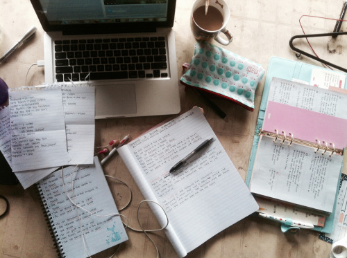 journalstudymore:Sunday morning study session  books and notes everywhere casually laying around i