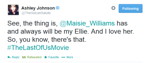 tloufans:Ashley tweeted about Maisie again!